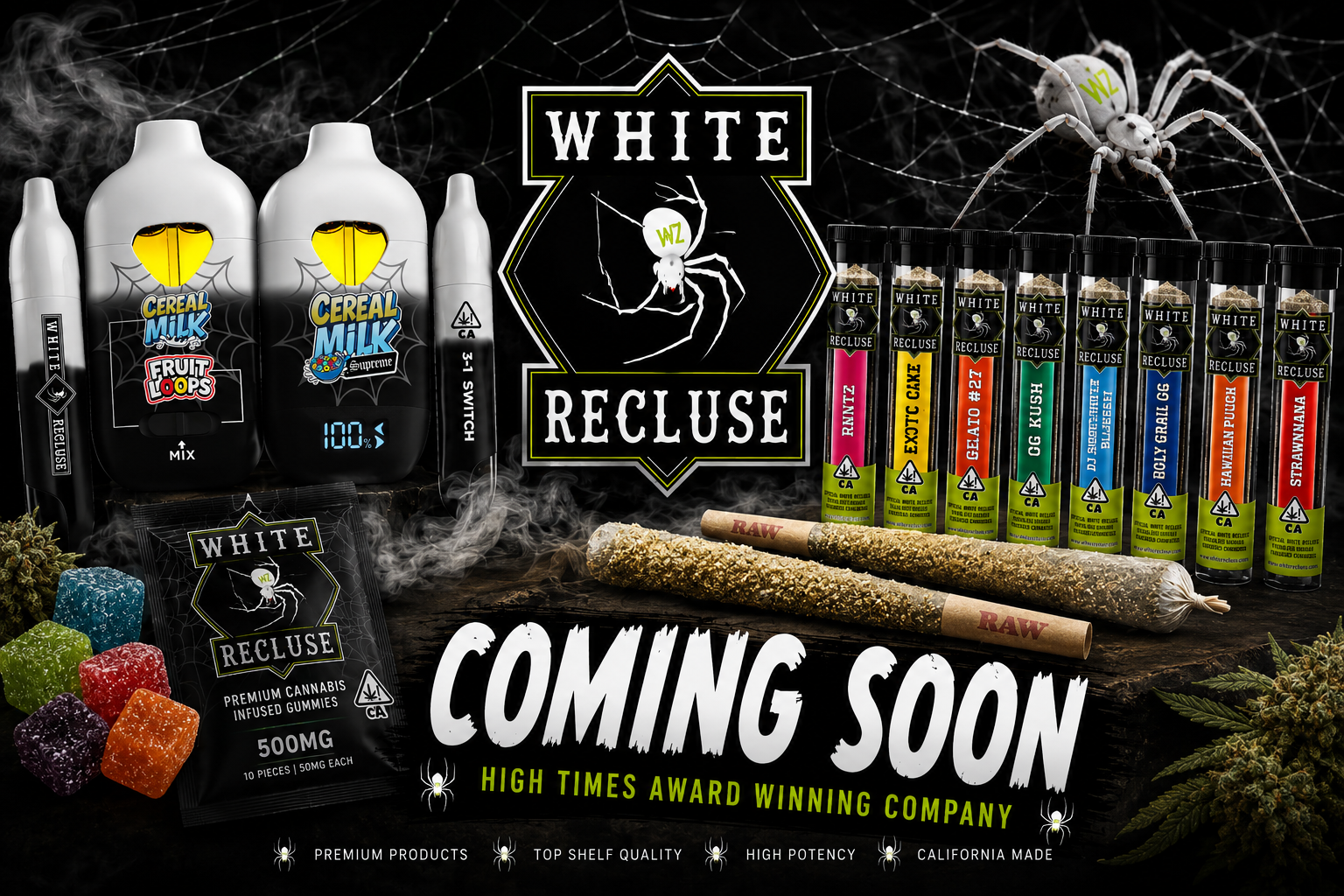 White Recluse vapes, pre-rolls and gummies coming soon